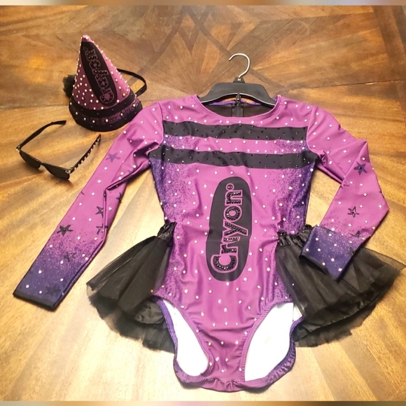 Crayon Purple Kids Costume Rhinestone  Size Adult Medium/Child XL - Picture 1 of 14